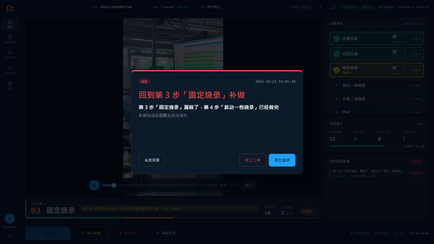 漏做了第 3 步时弹出的报警框