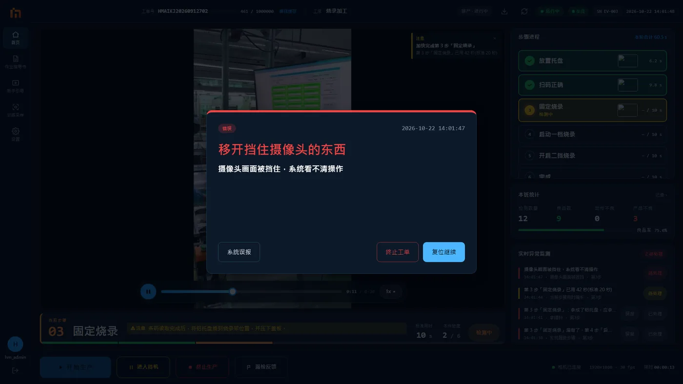 摄像头被挡住时先弹出的报警框